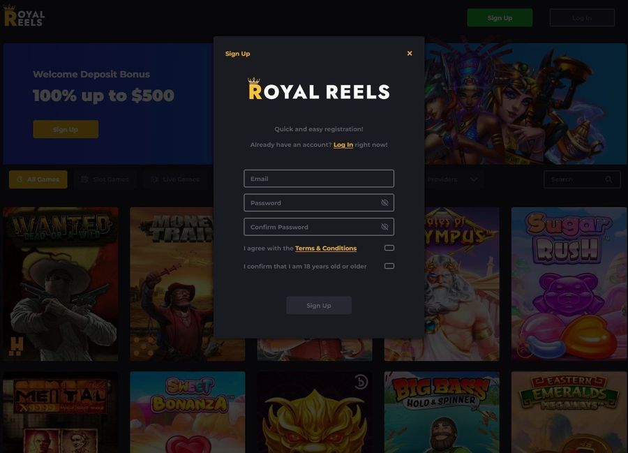 Royal Reels registration steps